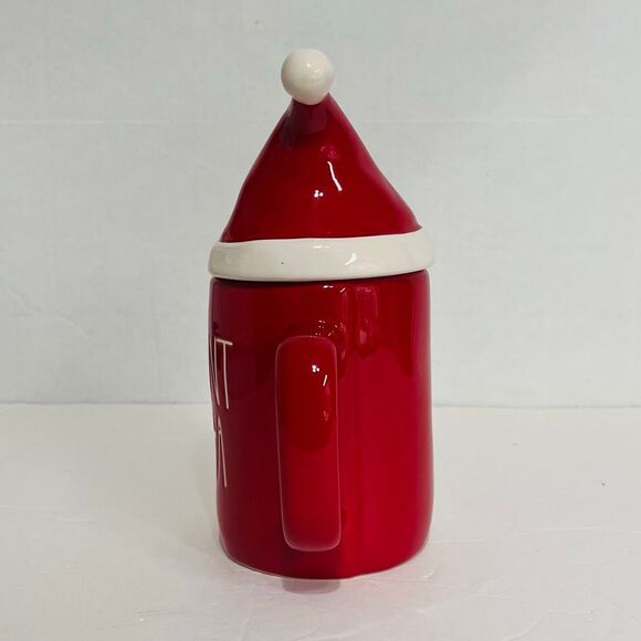 Rae Dunn PEPPERMINT MOCHA Mug With Santa Hat Topper   16 Oz   EUC - Picture 4 of 7